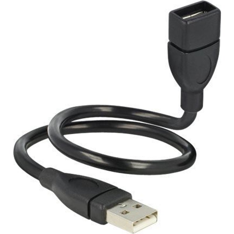 Delock ShapeCable - Rallonge de câble USB - USB (F) pour USB (M) - 35 cm - noir