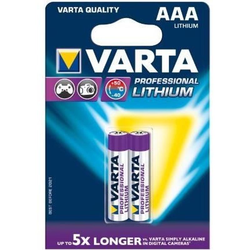 VARTA Lot de 6 Blisters de 2 Piles Lithium "Professional Lithium" Micro (AAA) LR03 1,5V