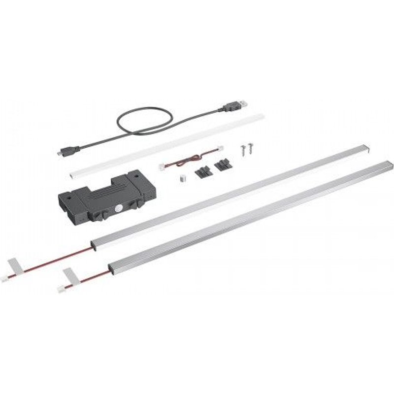 Kit de finition illumination profilé design Avantech YOU - inox - L350mm HETTICH