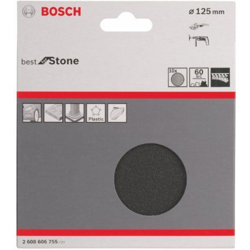 Feuilles abrasives, set de 10 pièces 125 mm, 60