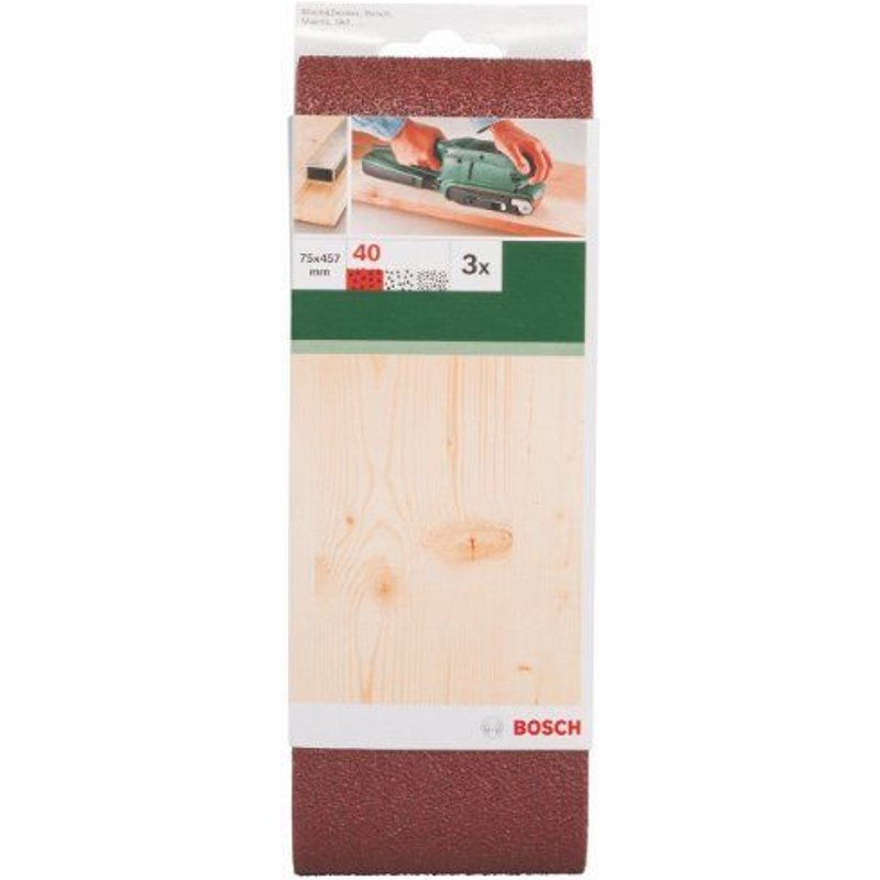 Bande abrasive 75x457 mm , G40, RW, non perforé, fixation étrier - 3 pièces