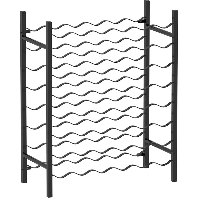 Casier À Vin 48 Bouteilles Métal Noir 64x22x80 Cm Sur Pied