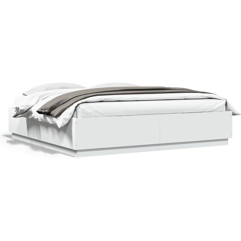 Vidaxl Cadre De Lit Avec Lumières Led Blanc 180x200 Cm Bois Ingénierie