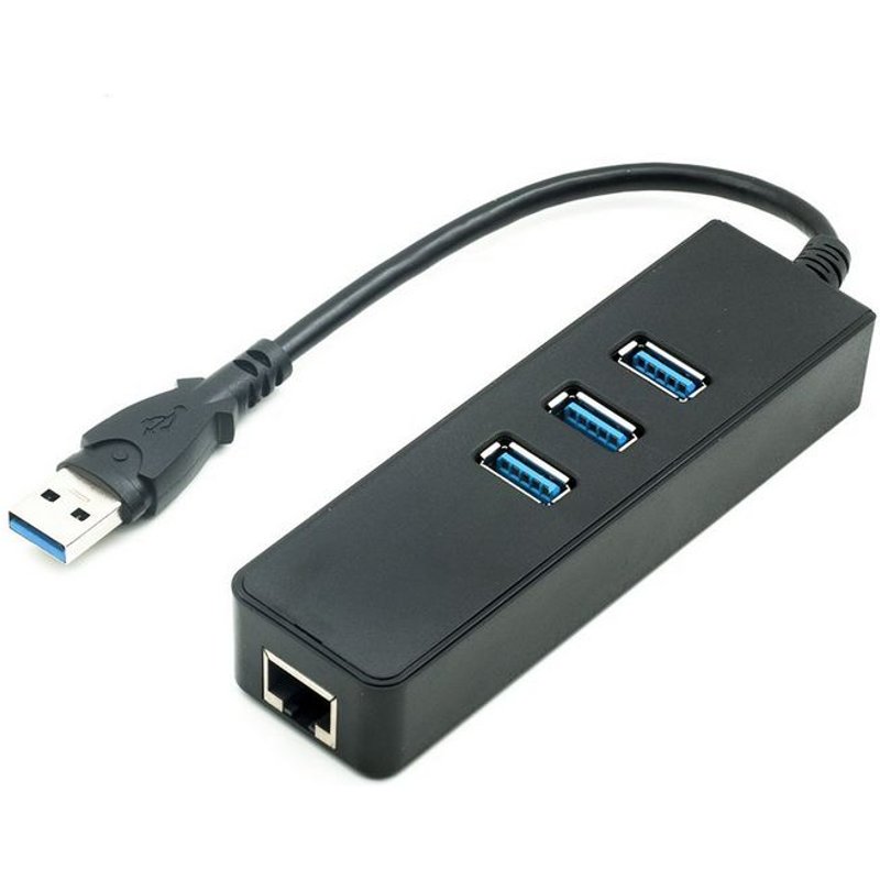 Hub USB 3.0 3 ports adaptateur Ethernet Gigabit noir