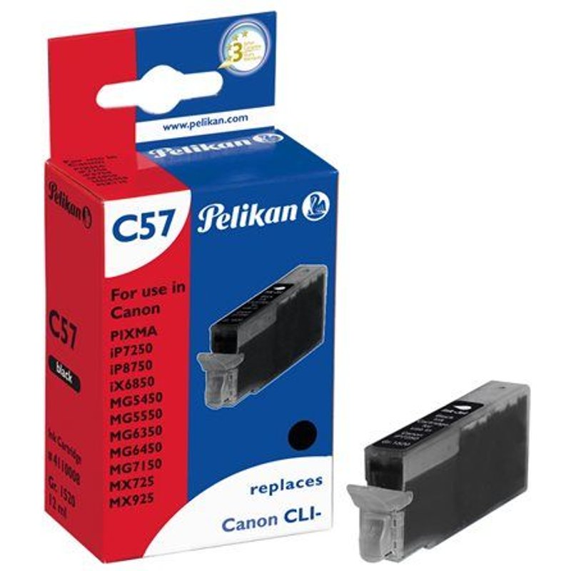 Pelikan C57 - 12 ml - noir - cartouche d'encre (équivalent à : Canon CLI-551BK ) - pour Canon PIXMA iP8750, iX6850, MG5550, MG5650, MG5655, MG6450, MG6650, MG7150, MG7550, MX725