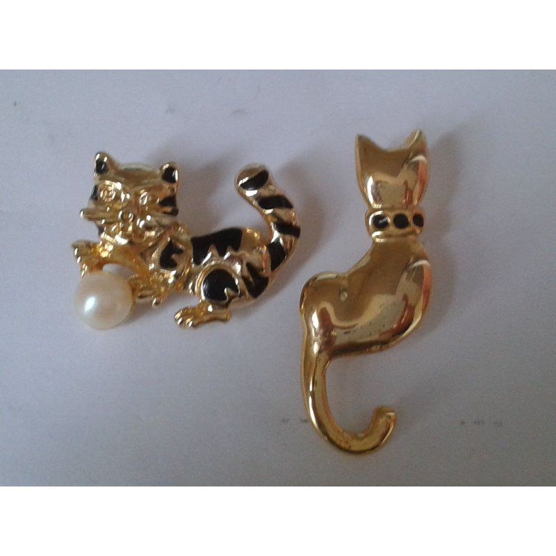 2 Pin´S Bijoux Chats - Cats Dorés