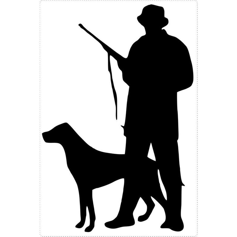 Autocollant Sticker Macbook Laptop Voiture Moto Chasseur Chasse Chien Noir