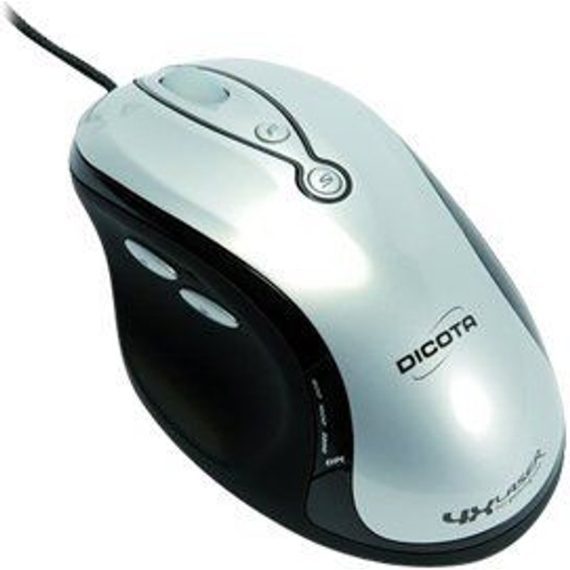 DICOTA Attack - Souris - laser - 7 boutons - filaire - USB - noir, argent