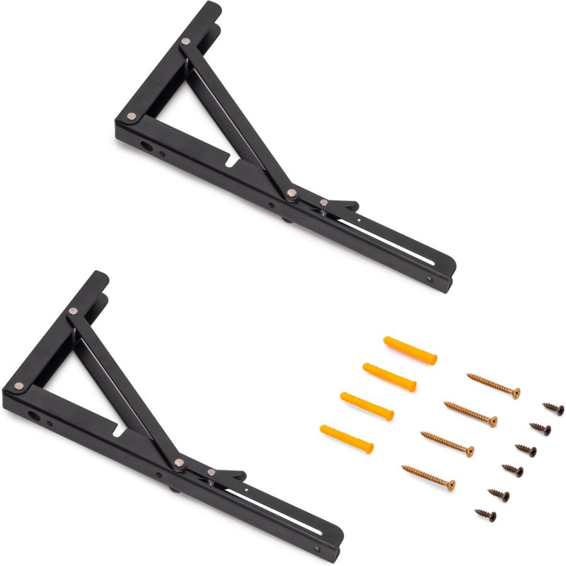 Emuca Jeu de Supports de pliage, longueur 303mm, Acier, Peint en noir