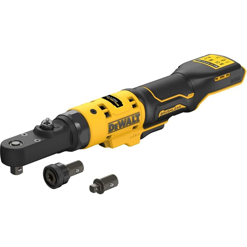 ClĂ© Ă cliquet DEWALT XR 18V Brushless - TĂȘtes interchangeables 1/4', 3/8' et porte-embout hexagonal 1/4' - DCF510N-XJ