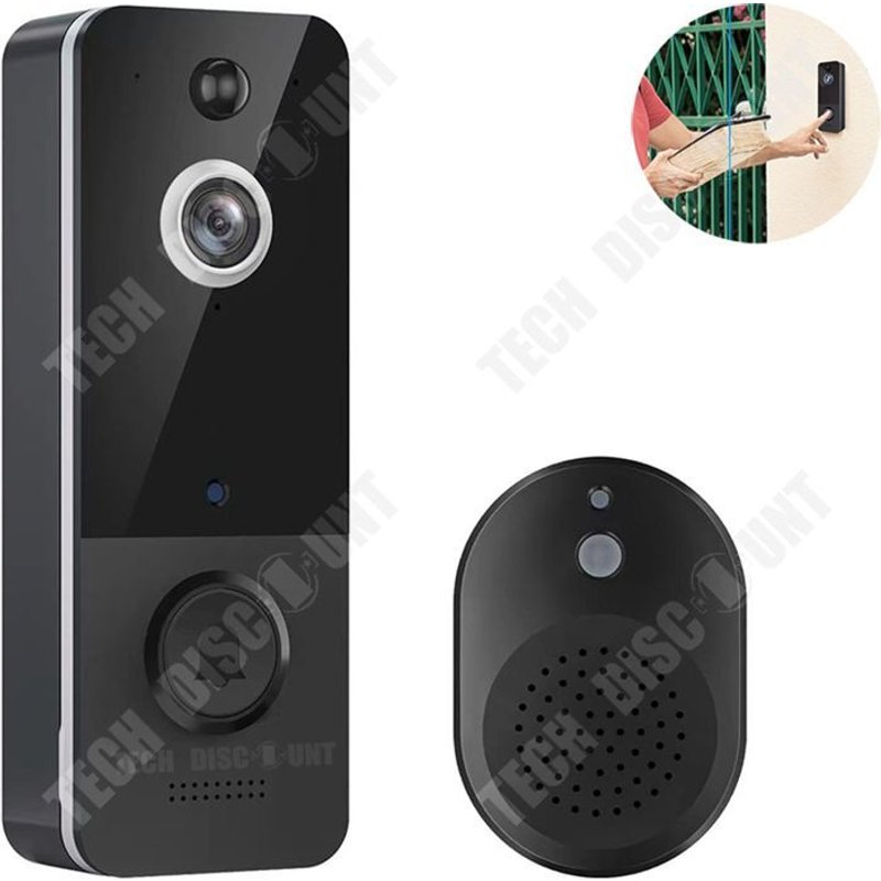 TD® Sonnette caméra vidéo WiFi intelligente HD Vision nocturne sonnette maison télécommande électronique oeil de chat caméra