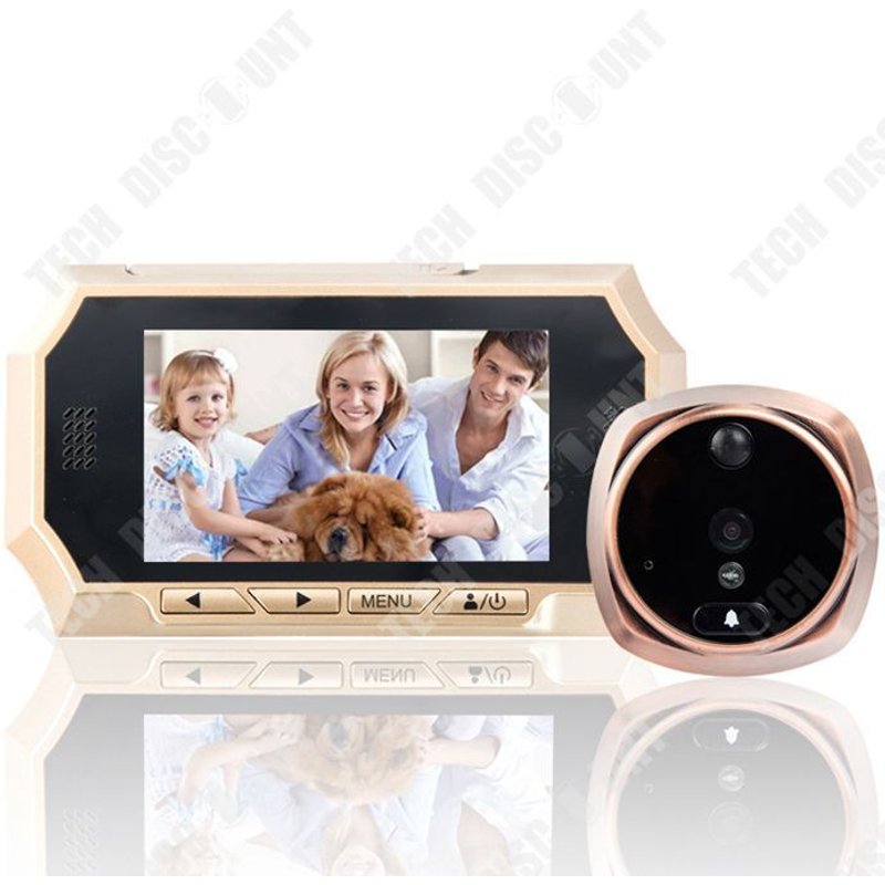 TD® Sonnette visuelle HD anti-effraction vidéo 4.3 pouces photo électronique sonnette cat-eye détection de mouvement sonnette maison