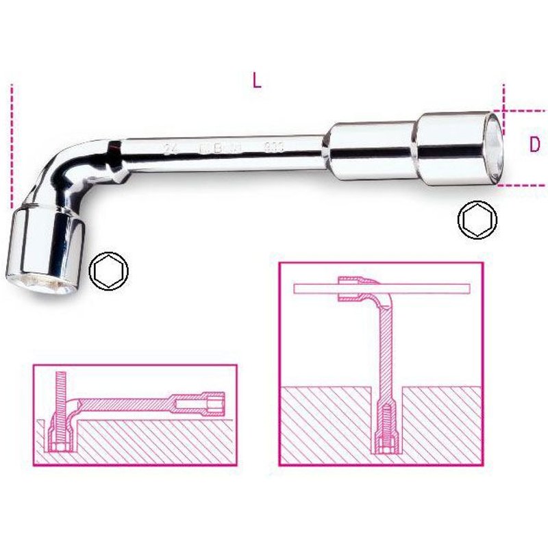 Clé à pipe débouchée Beta 13mm chromée polie