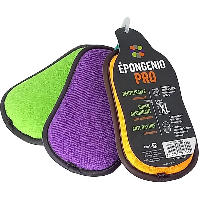 EPONGENIO XL - Lot de 3 Éponges Lavables et Réutilisables - Anti Rayure et Multi-Surfaces - Spécial Bricolage et Jardinage