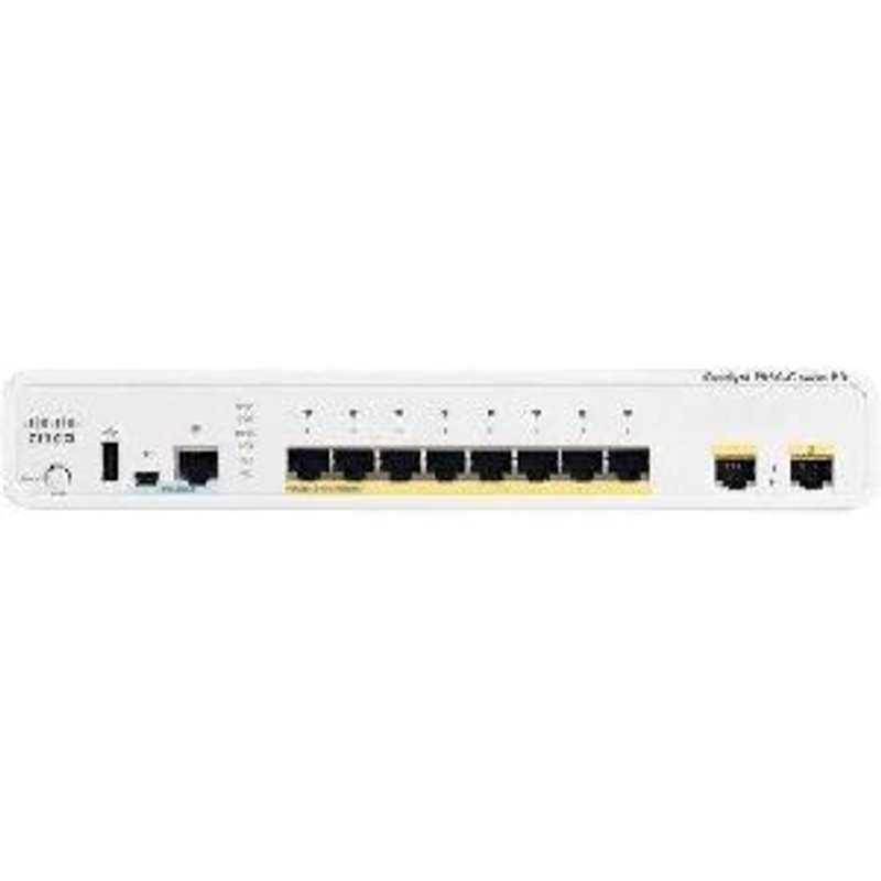 Cisco Catalyst Compact 2960C-8TC-S - Commutateur - Géré - 8 x 10/100 + 2 x SFP Gigabit partagé - de bureau, Montable sur rack, fixation murale