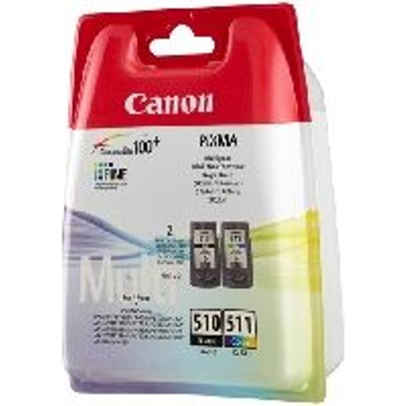 Canon PG-510 / CL-511 Multi pack - Pack de 2 - noir, couleur (cyan, magenta, jaune) - originale - cartouche d'encre - pour PIXMA MP230, MP237, MP252, MP258, MP270, MP280, MP282, MP499, MX350, MX360, MX410, MX420