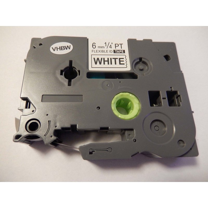 vhbw 1x Ruban compatible avec Brother PT 1000, 1200, 1090, 1080, 1010, série 1000 imprimante d'étiquettes 6mm Noir sur Blanc, flexible