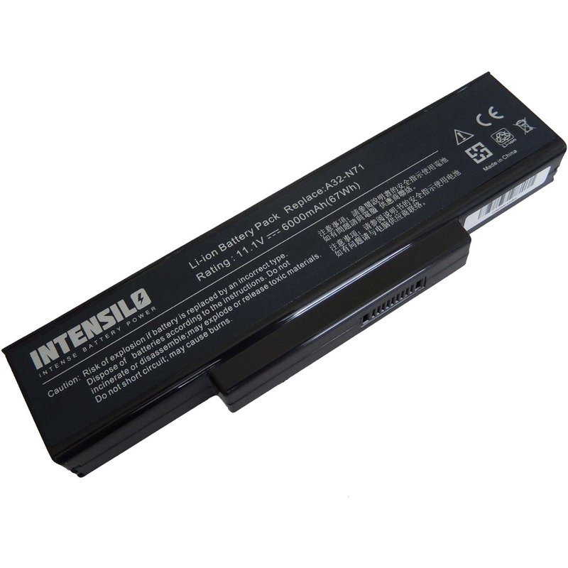 Batterie Li-Ion INTENSILO 6000mAh (10.8V)pour ordinateur, Notebook Asus K72K, K72L, K72N,K72P, K72Q, K72R,K72S, K72Y .Remplace: A32-K72, 70-NZY1B1000Z