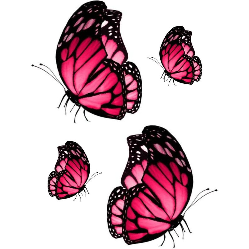 Set 4x Autocollant Sticker Voiture Moto Macbook Deco Papillon Rose Frigo Vinyl