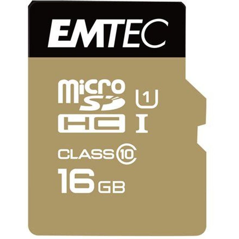 EMTEC Gold+ - Carte mémoire flash (adaptateur SD inclus(e)) - 16 Go - Class 10 - micro SD - or
