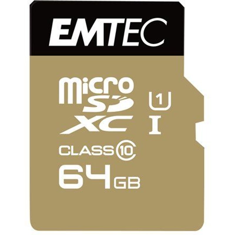 EMTEC Gold+ - Carte mémoire flash (adaptateur SD inclus(e)) - 64 Go - Class 10 - micro SD - or