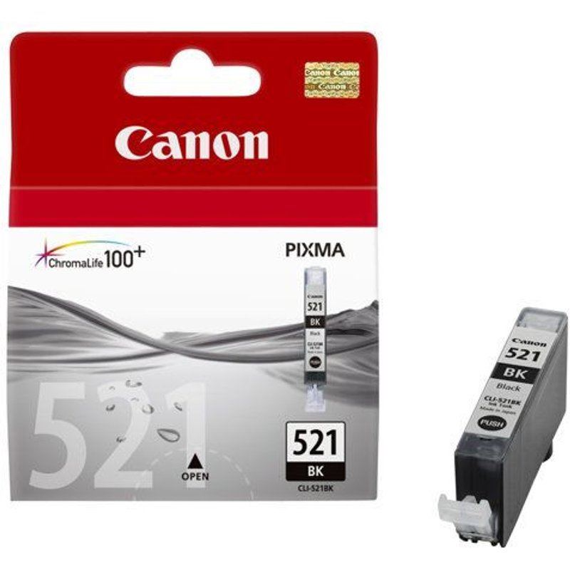 Canon CLI-521BK - 9 ml - photo noire - original - réservoir d'encre - pour PIXMA iP3600, iP4700, MP540, MP550, MP560, MP620, MP630, MP640, MP980, MP990, MX860, MX870