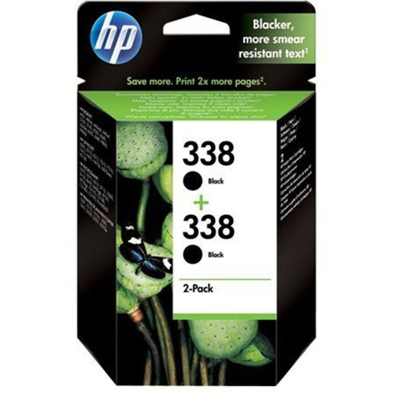 HP 338 - Pack de 2 - noir - originale - blister - cartouche d'encre - pour Officejet H470, K7100, K7103; Photosmart 26XX, C3110, C3125, C3173, C3175, C3193, C3194