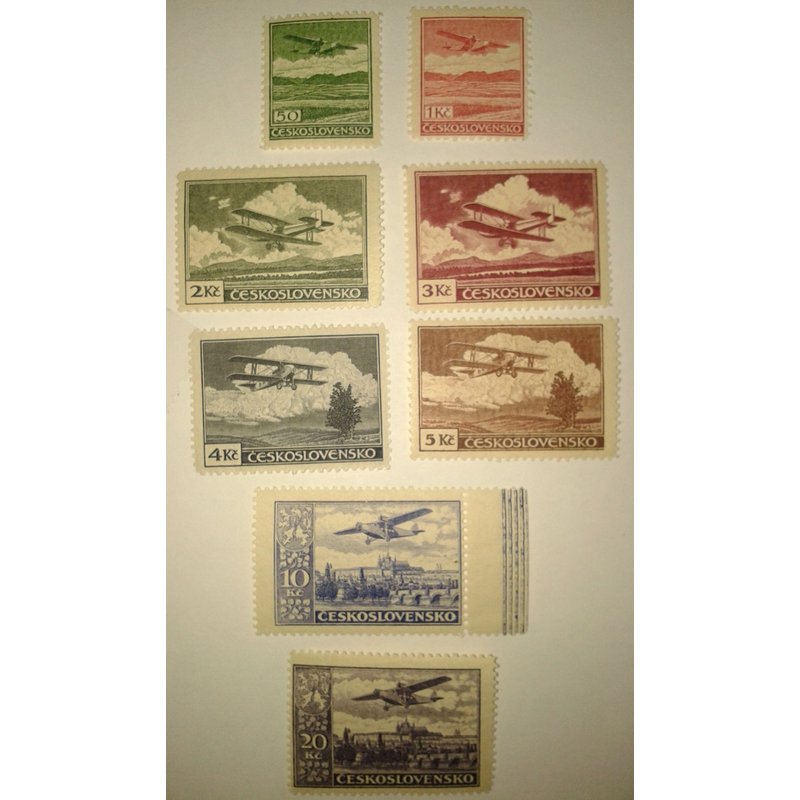 Timbres Tchécoslovaquie Poste Aérienne Yt N°10, 11, 12, 13, 14, 15, 16, 17 Tb