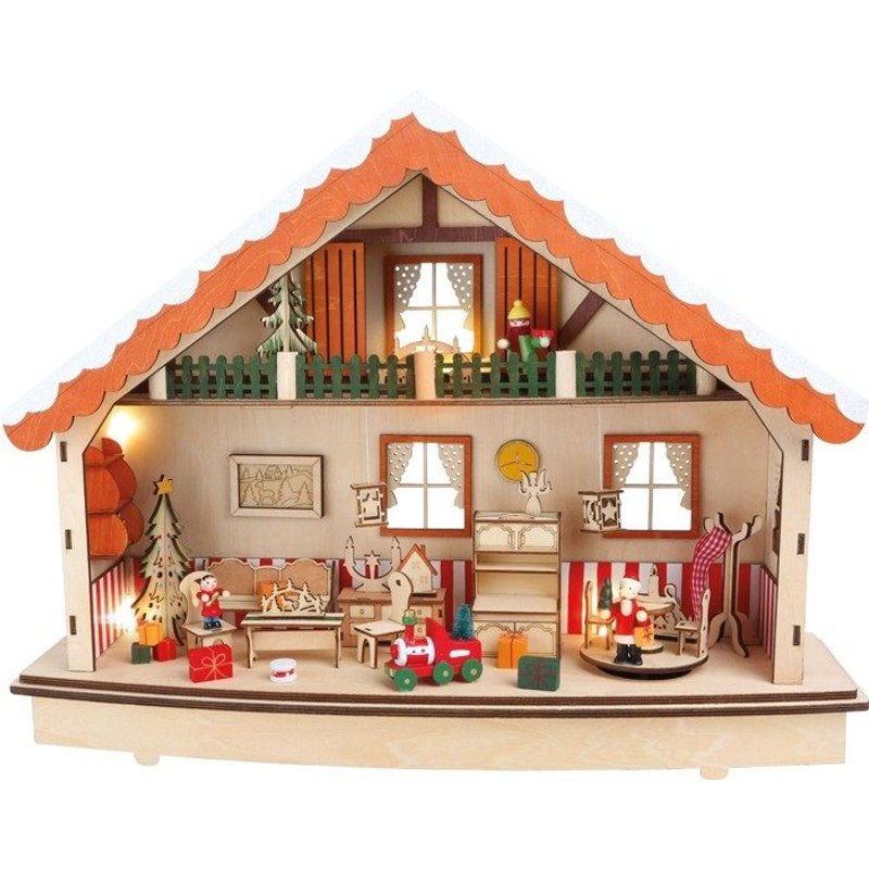 Boîte À Musique Et Lampe En Bois "Maisonnette