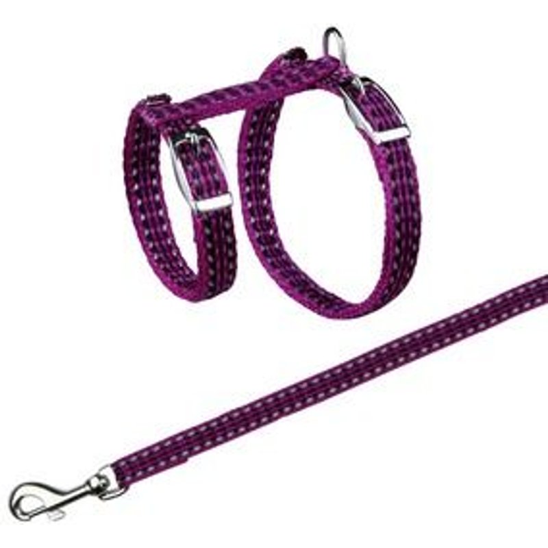 Harnais Chat Avec Laisse, Réfléchissant, Nylon, 18¿35 Cm/10 Mm, 1,30 M - 4183