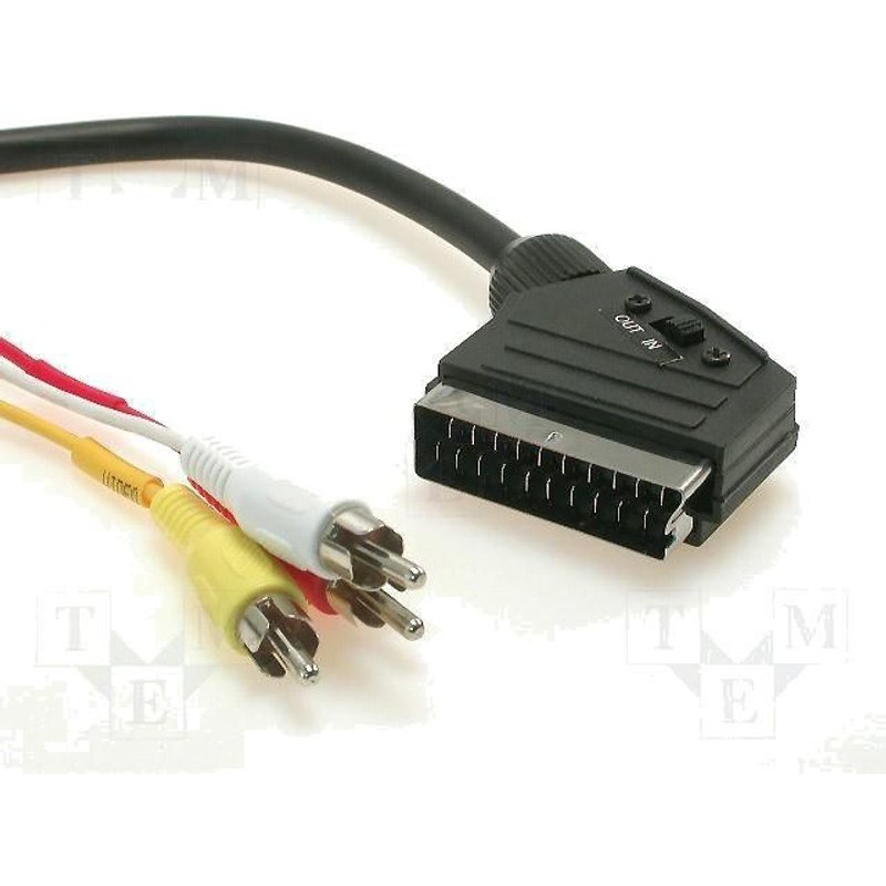 Cable RCAx3 Prise Peritel -SCART- 3m
