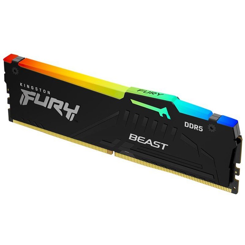 Kingston FURY Beast RGB - DDR5 - module - 16 Go - DIMM 288 broches - 6000 MHz / PC5-48000 - CL30 - 1.4 V - mémoire sans tampon - on-die ECC - noir
