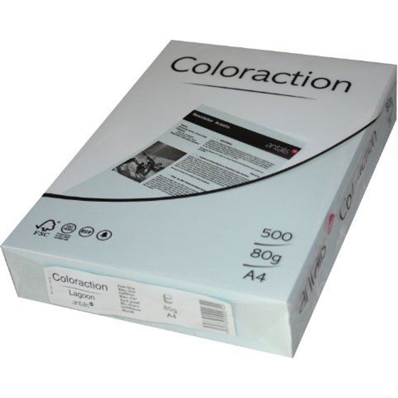 Antalis Coloraction Lagoon - Bleu clair - A4 (210 x 297 mm) - 80 g/m² - 500 feuille(s) papier teinté