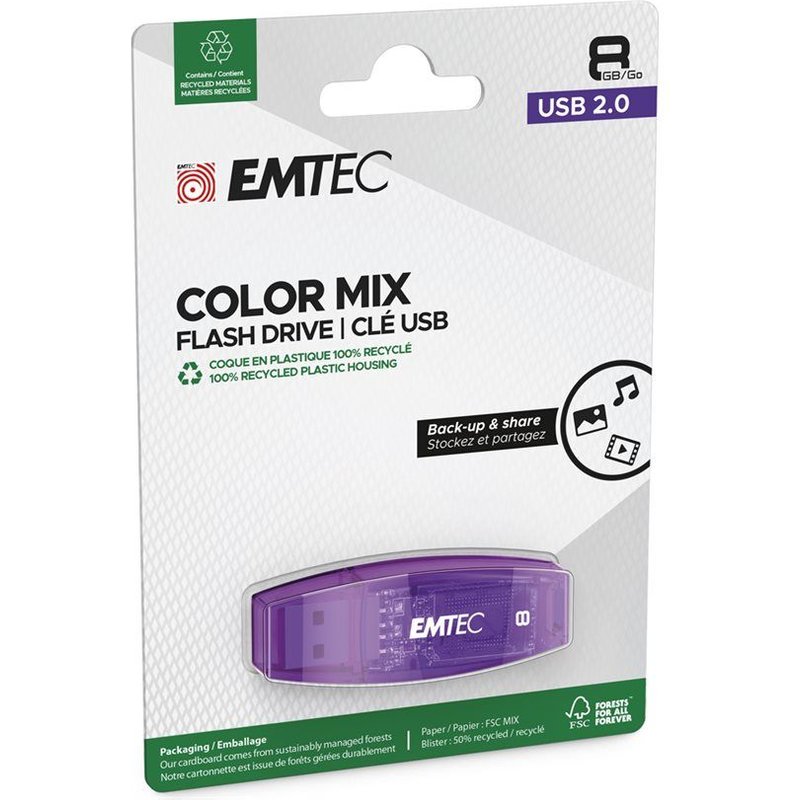 EMTEC C410 Color Mix - Clé USB - 8 Go - USB 2.0