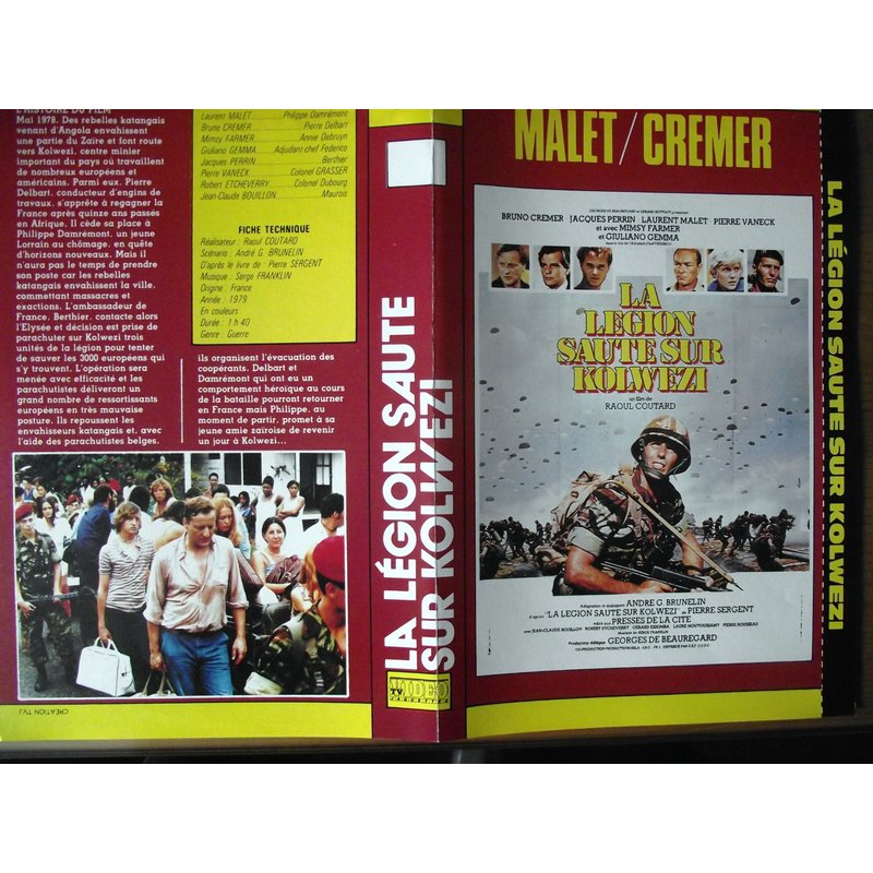 Jaquette Du Filmla Légion Saute Sur Kolwezi.(1979).Réalisation.Raoul Coutard Avec Laurent Malet Bruno Cremer Mimsy Farmer Giuliano Gemma