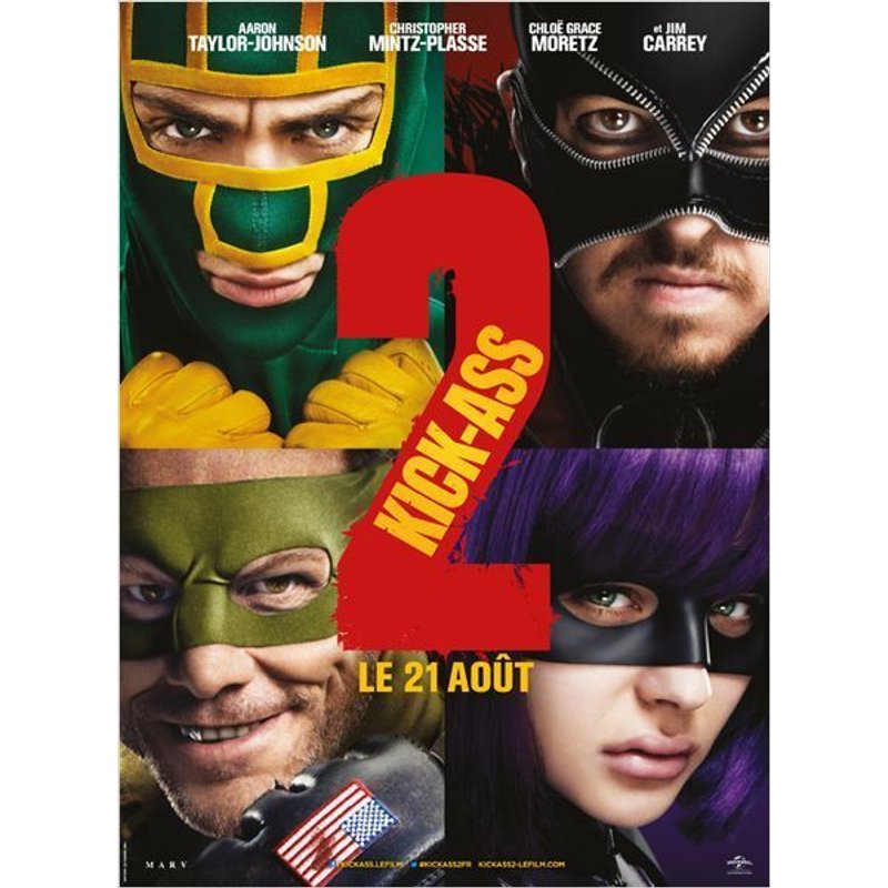 Kick-Ass 2/Deux - Véritable Affiche De Cinéma Pliée - Format 40x60 Cm - De Jeff Wadlow Avec Aaron Taylor-Johnson, Chloë Grace Moretz, Christopher Mintz-Plasse, Jim Carrey, John Leguizamo - 2013