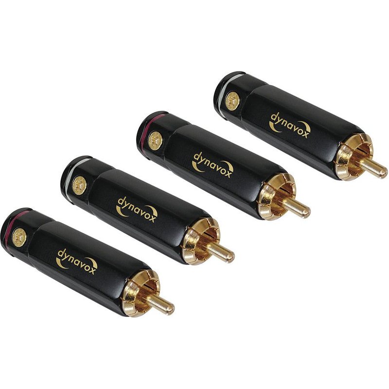 Dynavox 4-Piee Cinch Plug Mâle Set - Gilded - Red / Black