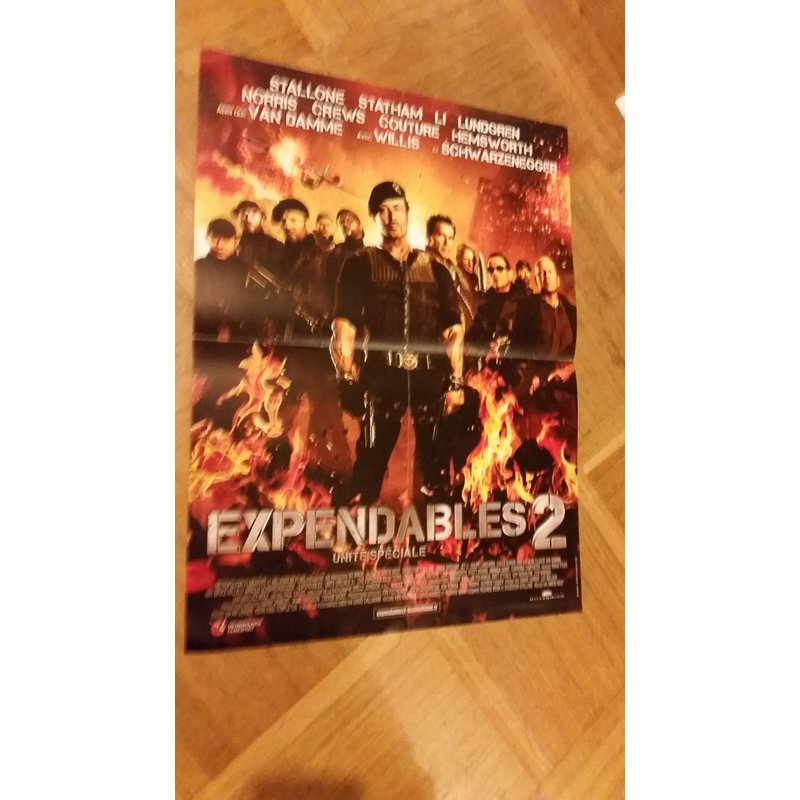 Expendables 2: Unité Spéciale The Expendables 2 Véritable Affiche De Cinéma Pliée De Simon West Avec Sylvester Stallone, Jason Statham, Jet Li, Bruce Willis 40*60 2012