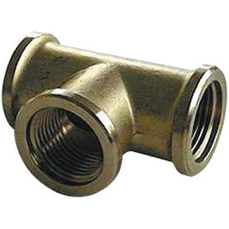 Té laiton égal à visser - 90° - Femelle / Femelle / Femelle - 12 X 17 - Sachet de 10 BRICOZOR