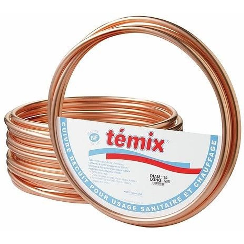 Tube cuivre recuit 10x12 - couronne de 5 mètres KME