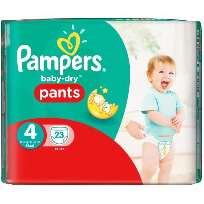Pampers Baby-Dry Pants Couches Taille 4 (Maxi) 8-15 Kg X 23