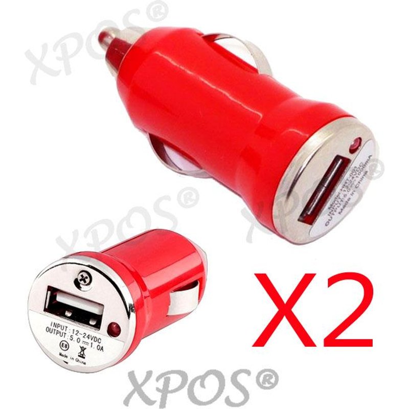 Pack De 2 Apple Iphone : Chargeur Voiture Adaptateur Allume Cigare Usb Rouge Pour Apple Iphone Newc®