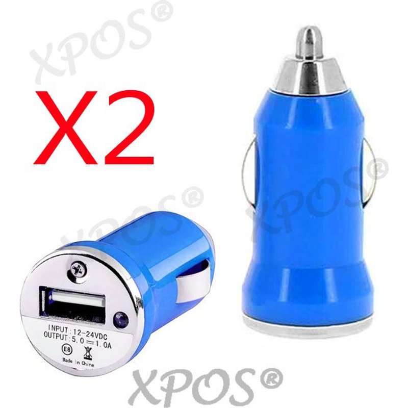 Pack De 2 Apple Iphone 6 (128 Go) : Chargeur Voiture Adaptateur Allume Cigare Usb Bleu Pour Apple Iphone 6 (128 Go) Newc®