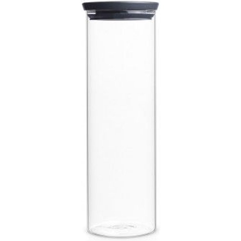 Brabantia Bocal en verre empilable, 1.9 litre - Dark grey