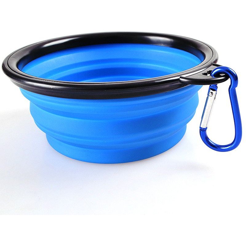 Bol Assiette Pliable Pour Eau Nourritures Chien Chat / Camping Voyage / Bleu