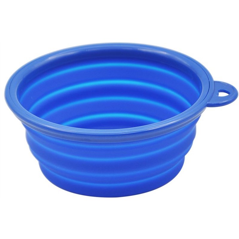 Pet Cuisine Gamelle Pliable En Silicone D'eau Et De Nourriture Pour Voyage Et Extérieur Bleu