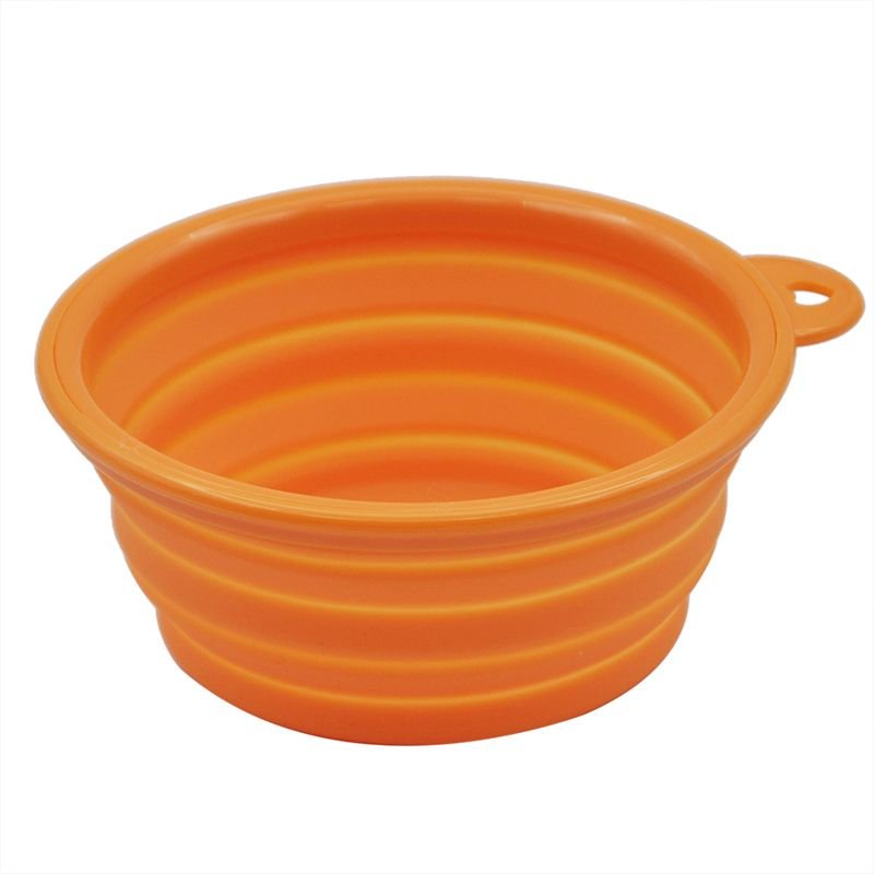 Pet Cuisine Gamelle Pliable En Silicone D'eau Et De Nourriture Pour Voyage Et Extérieur Orange