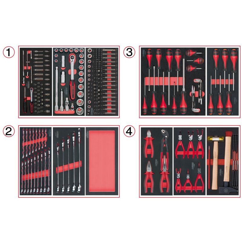 Composition d'outils 4 tiroirs pour servante, 241 pièces KS TOOLS 714.0241