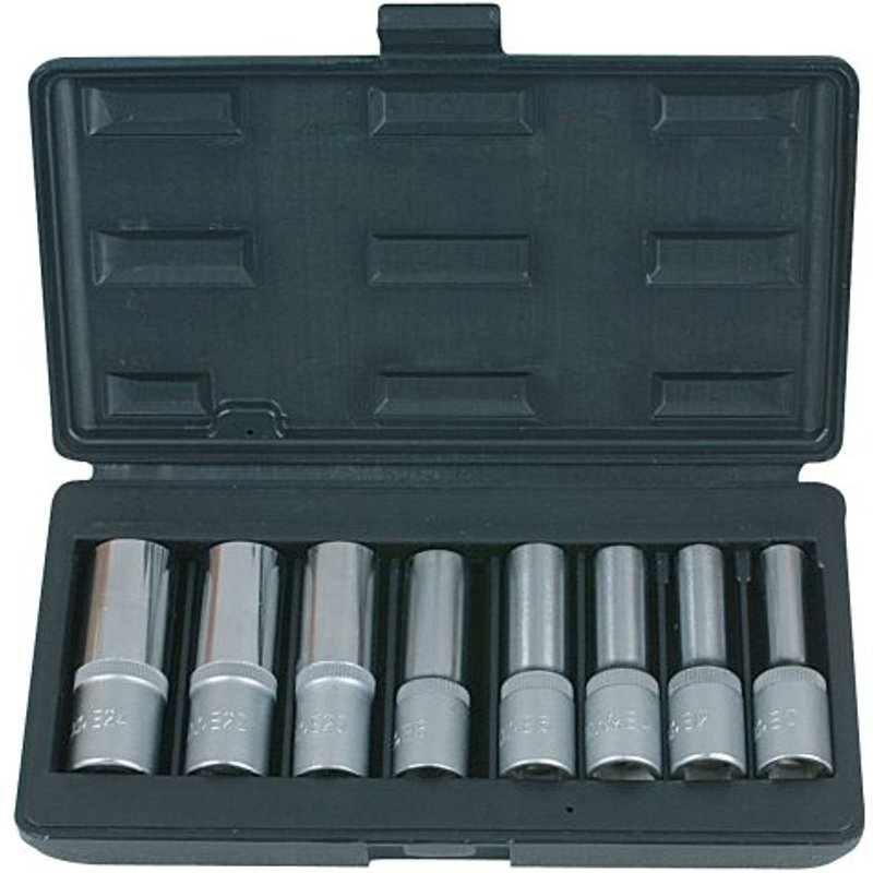 Coffret de 8 douilles TORX®, L.75 mm - 1/2" - E10 à E24 KS TOOLS 922.1387