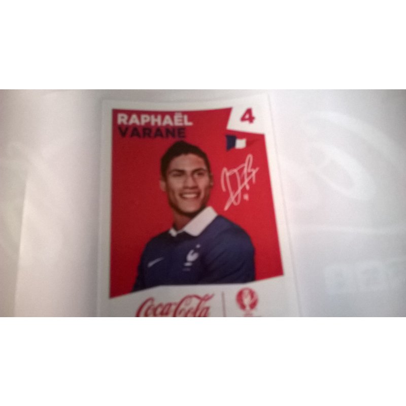 Sticker Exclusif Panini Coca Cola Uefa Euro 2016 Raphael Varane N°4 Donnez Votre Avis Ătiquette